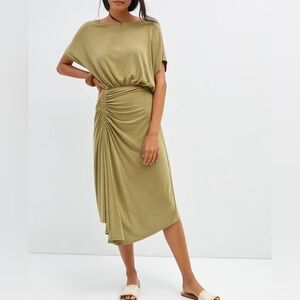 Anthropologie‎ Ruched Maxi Dress Tee Style Slouchy Bodice Size Medium